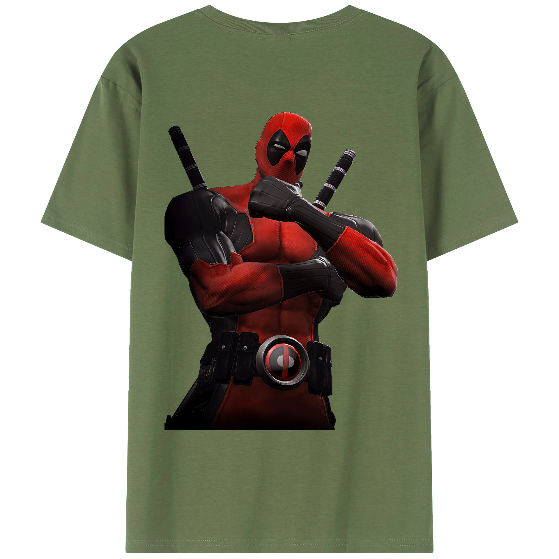 （画像用） Deadpool デッドプール 綿100％ メンズ半袖Tシャツ（バックプリント） 通気性
